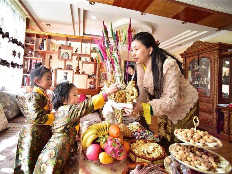 Lhosar, the New Year of the Tibetans, falls in February or March and is marked with feasts, family gatherings and the exchanging of gifts (Twitter)