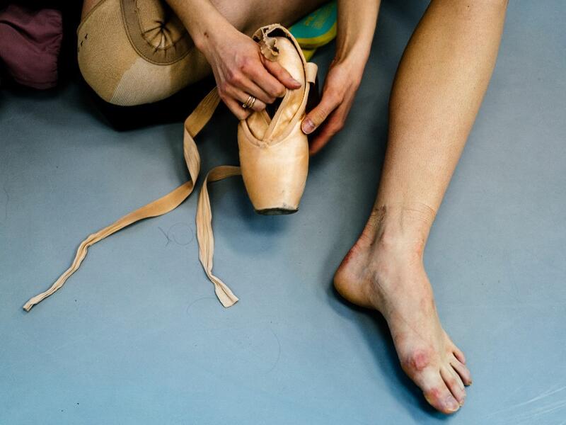 Dancer Alexandra Kirshina rehearses on pointes made at Grishko company especially for her in Moscow on February 25, 2020. Born in the chaos of the collapse of the Soviet Union, the Grishko family business has emerged among the top makers in the world of dance shoes, notably classic ballet pointe shoes, worn on the world's great stages. Dimitar DILKOFF / AFP