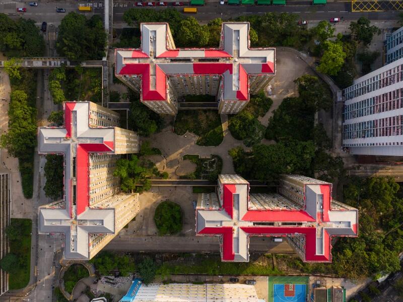 This aerial photograph taken on April 29, 2019 shows a housing estate in Hong Kong. DALE DE LA REY / AFP