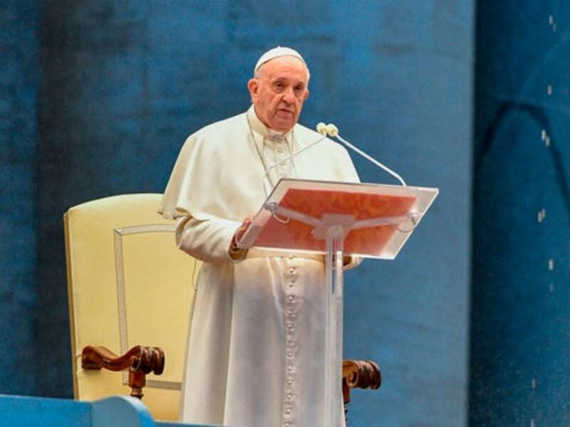 Pope Francis performs a blessing on Friday to an empty St. Peter's Square in the Vatican. Four people there have been confirmed to have the coronavirus. March 27, 2020 (Photo: Vatican Media/AFP via Getty Images)