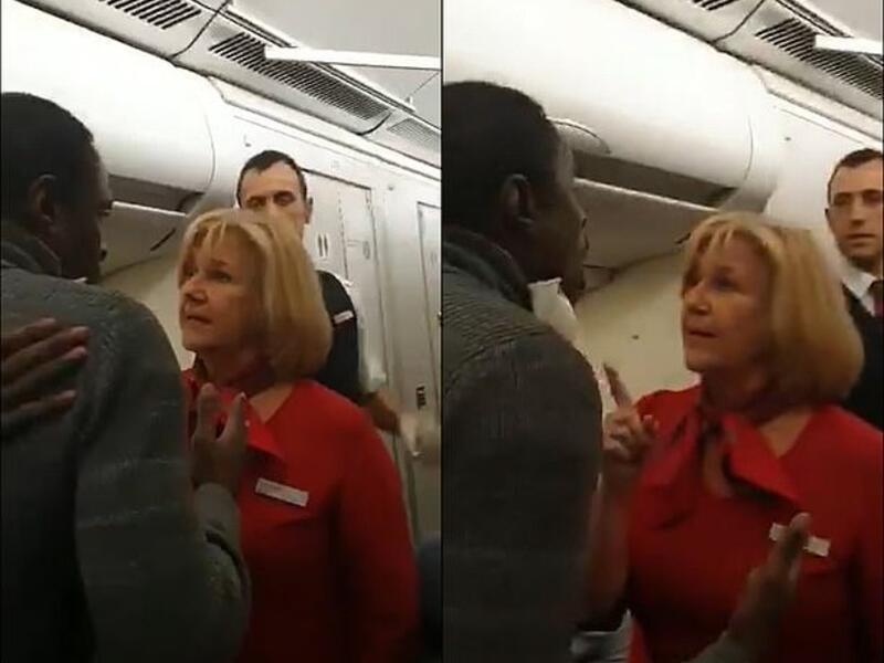 The tense conversation then spun out of control as the man grew angrier, claiming he was hit by the male flight attendant. (Facebook)
