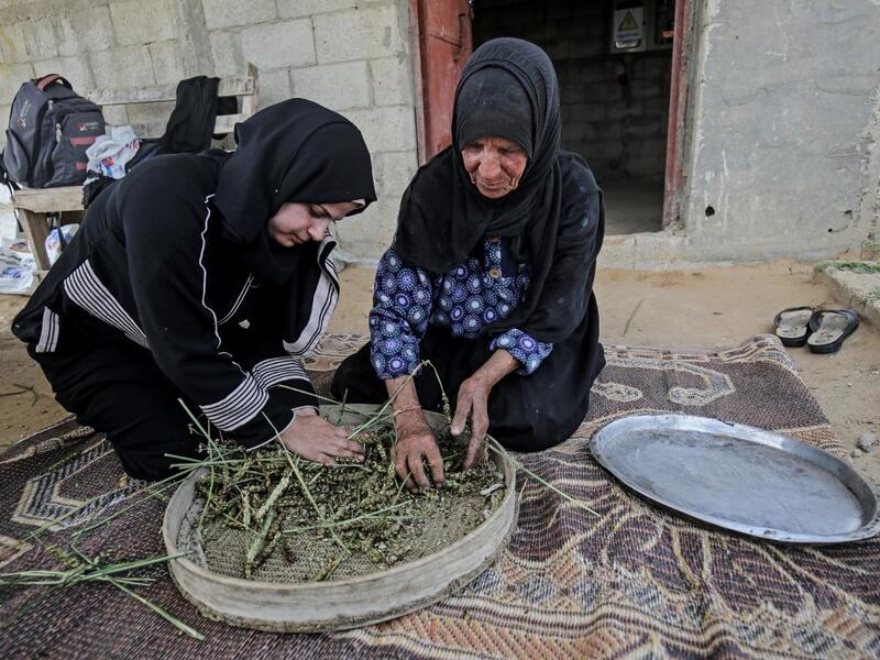 A Palestinian woman sifts lightly roasted wheat, harvested before maturity (freekeh), in Khan Yunis in the southern Gaza Strip on April 22, 2020, before being prepared to be used in a soup during the Muslim holy month of Ramadan which begins later in the week. From cancelled iftar (fast breaking) feasts to suspended mosque prayers, Muslims across the Middle East are bracing for a bleak month of Ramadan fasting as the threat of the COVID-19 pandemic lingers. The holy Muslims fasting month of Ramadan is a per