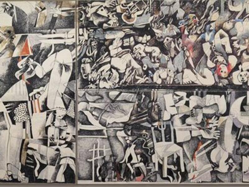 Tapestry of Iraqi artist Dia al-Azzawi’s (Twitter)