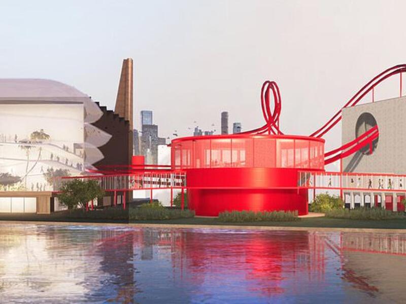 Tony’s Chocolonely has released a rendering for its Willy Wonka-esque factory in Zaanstad in the Netherlands. (Twitter)