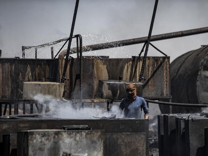 In the Kurdish-held northeast, a large storage facility in the Rmeilan oil field in Hasakeh province is of particular concern, with leaks from the Gir Zero storage facility have been suspected since at least 2014, and the latest just in March 2020. DELIL SOULEIMAN / AFP
