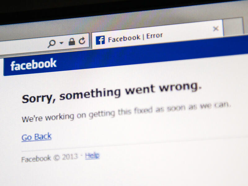 Facebook social network webpage showing "Sorry, something went wrong" as worldwide crash happened to millions of users. (Shutterstock/ File Photo)