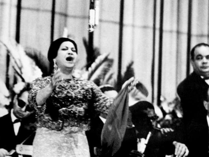 Undated photo of singer Oum Kalthoum in concert in Cairo. (AFP)