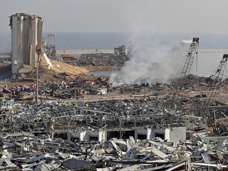 The aftermath of yesterday's blast is seen at the port of Lebanon's capital Beirut, on August 5, 2020. Rescuers worked through the night after two enormous explosions ripped through Beirut's port, killing at least 78 people and injuring thousands, as they wrecked buildings across the Lebanese capital. ANWAR AMRO / AFP