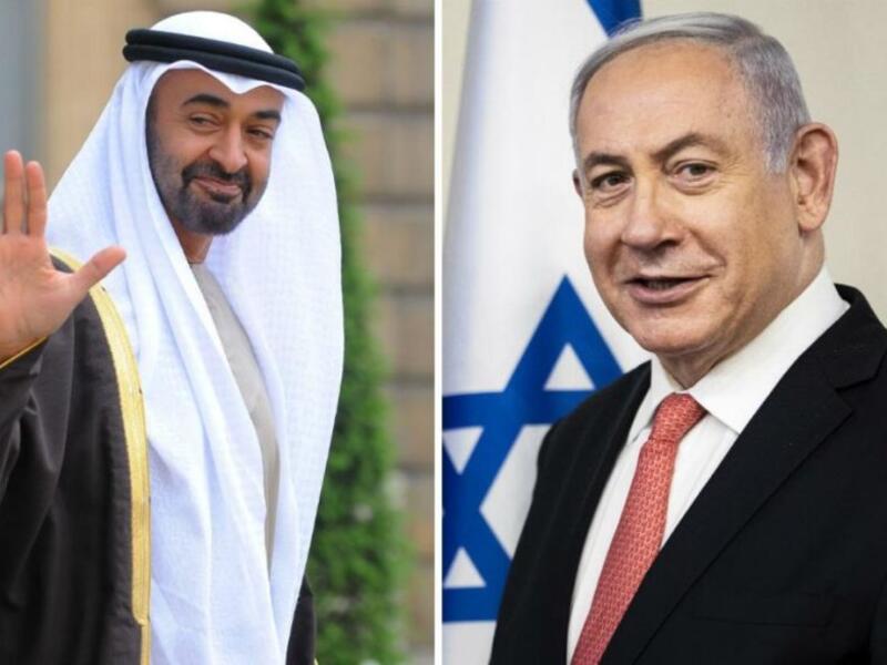 Abu Dhabi Crown Prince Mohammed bin Zayed, left, and Israeli Prime Minister Benjamin Netanyahu (AFP)