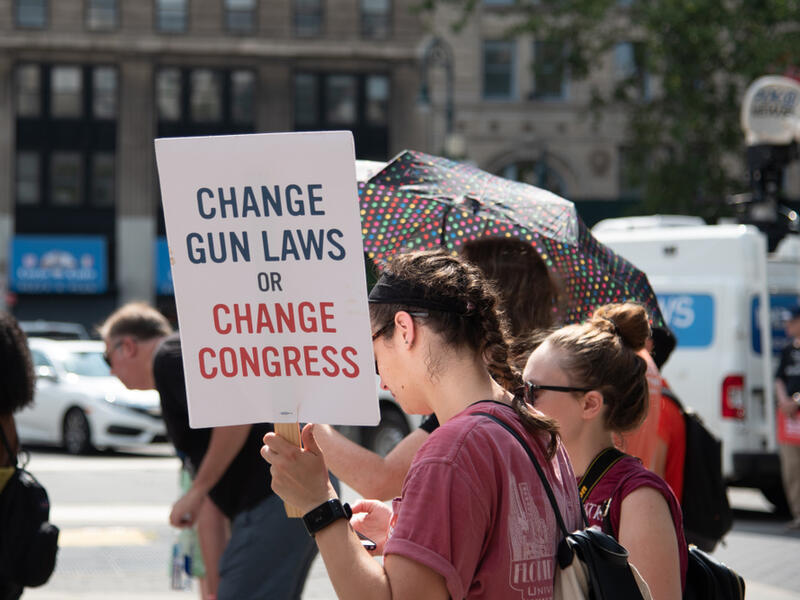 Protestors at a Moms Demand Action rally against gun violence in Foley Square. (Shutterstock/ File Photo)