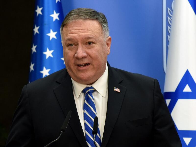 US Secretary of State Mike Pompeo speaks during a joint statement to the press with Israeli Prime Minister Benjamin Netanyahu (unseen) after meeting in Jerusalem, on August 24, 2020. DEBBIE HILL / POOL / AFP