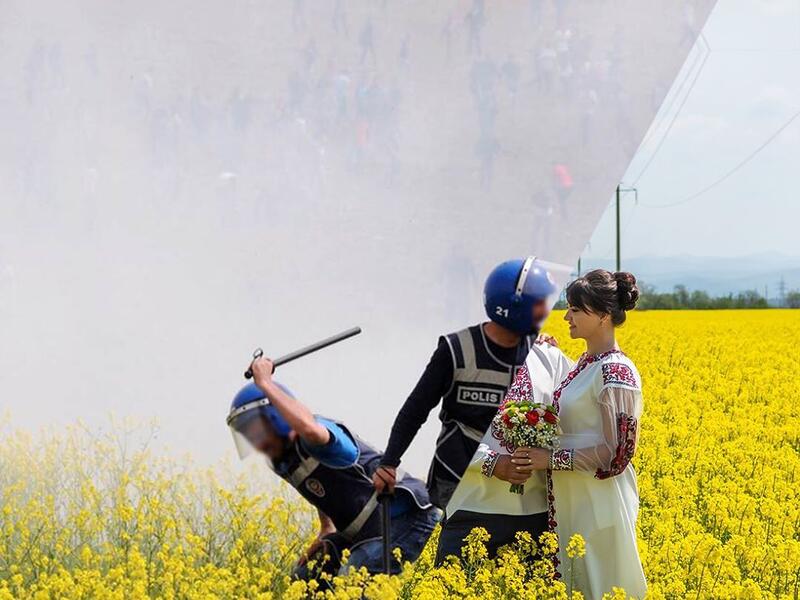 A Turkish riot policeman beats a protestor in a field during a demonstration at Dicle University, in Diyarbakir, on April 9, 2013. Leftist students protest after a clash between left and right-wing groups at Dicle University.  Police brutality or police violence is legally defined as a civil rights violation where officers exercise undue or excessive force against a civilian. This includes, but is not limited to, physical or verbal harassment, physical or mental injury, property damage, and death.(Instagram