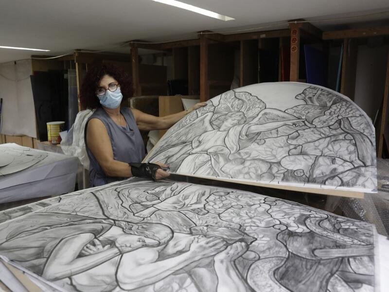 Husseini had hoped to retire after decades of designing colourful windows, but now she is overwhelmed with requests after a massive explosion ripped through Beirut on August 4. ANWAR AMRO / AFP