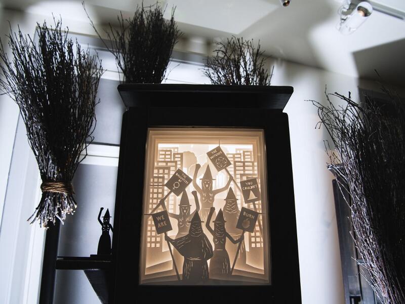 The Political Witches is displayed at the HEX!, a museum of Witch Hunt, on October 1, 2020 in Ribe, Denmark. Located in the home of a former witch hunter, the Hex! Museum of Witch Hunt sheds light on how a fear of witches led to persecutions that swept across Denmark and Europe in the 16th and 17th centuries. Jonathan NACKSTRAND / AFP