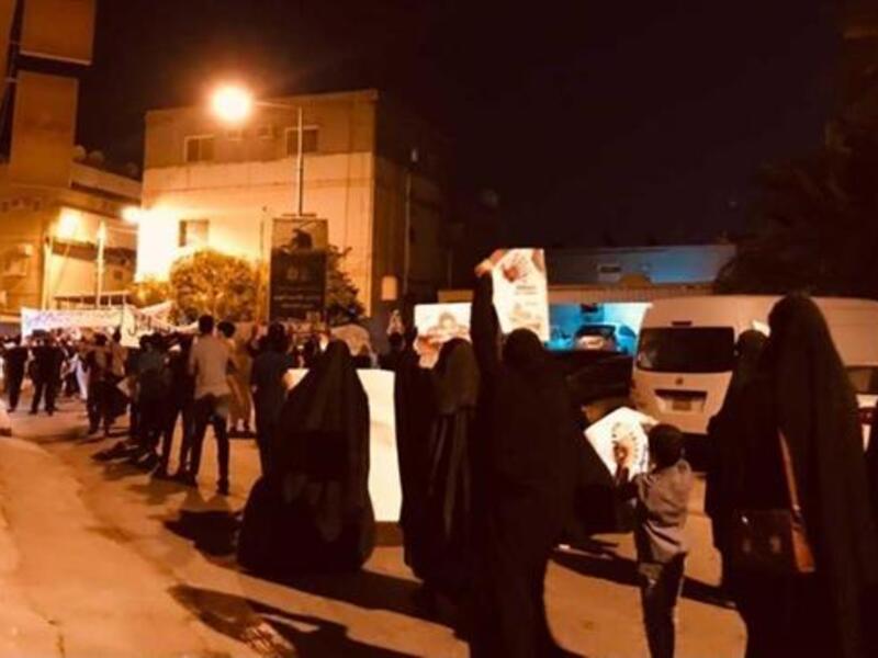 Bahrainis rally against the kingdom’s recent US-brokered normalization deal with Israel, in the northern village of Barbar, on October 2, 2020. (Photo via Twitter)