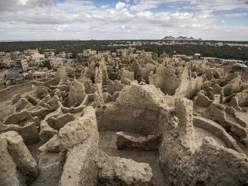 This picture shows a view of the recently restored fortress of Shali and its surroundings, in the Egyptian desert oasis of Siwa, some 600 kms southwest of the capital Cairo, on November 6, 2020. Khaled DESOUKI / AFP