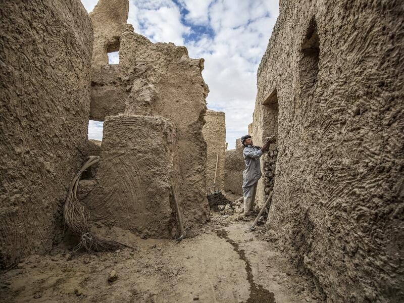 After it was worn away by erosion, and then torrential rains in 1926, the European Union and Egyptian company Environmental Quality International (EQI) from 2018 sought to restore the building, at a cost of over $600,000.  Khaled DESOUKI / AFP