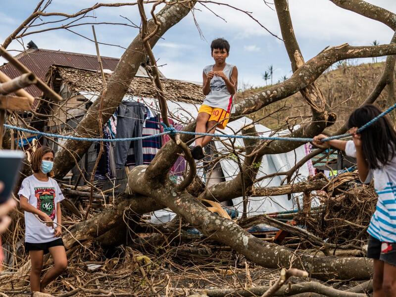 View of the Tiwi Municipality in the province of Albay, Philippines on November 8, 2020, a week after Super Typhoon Goni (Rolly) battered the province. Goni made its second landfall in this area, destroying most houses in the coastal communities. Martin SAN DIEGO / UNOCHA