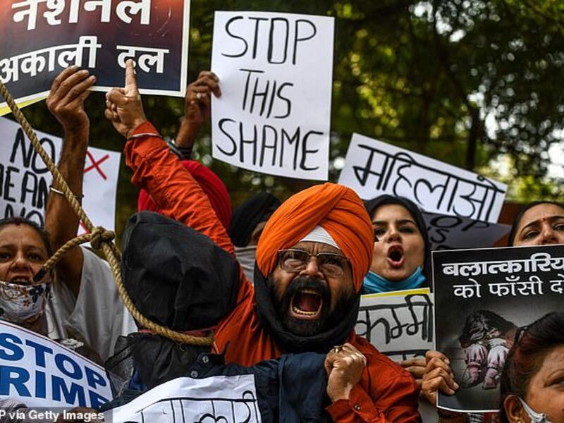 Protesters in New Delhi on October 4 demand action following the gang-rape and murder of a 19-year-old woman. (AFP/File)