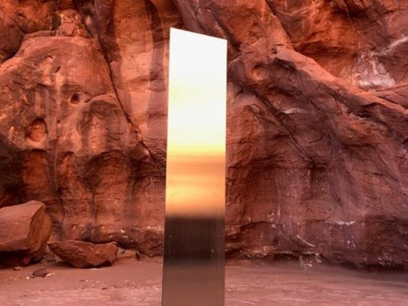 The metallic tricornered beam found protruding from the earth in southern Utah was gone. (Twitter)