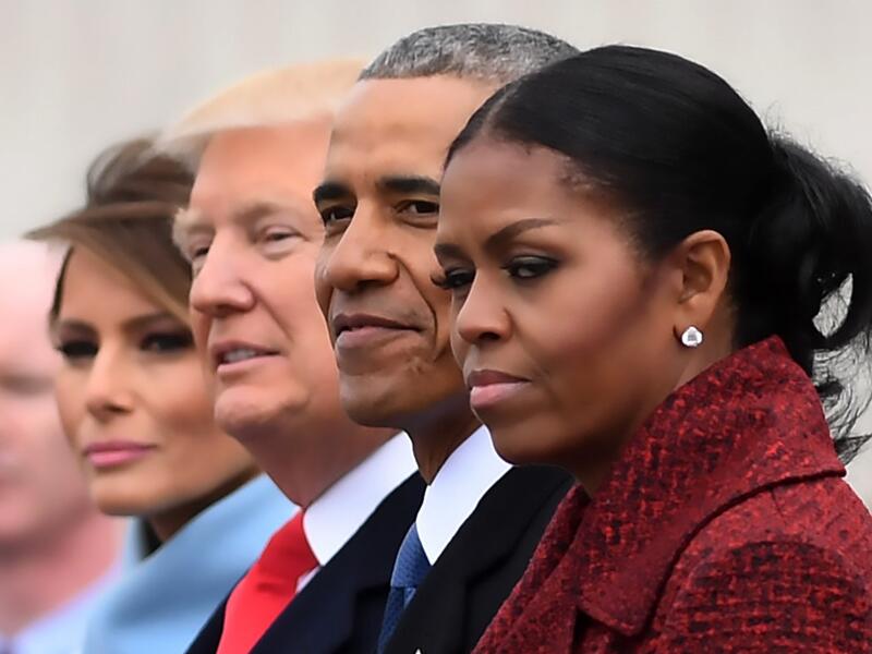 AFP presents a retrospective photo package of 60 pictures marking the 4-year presidency of President Trump. L-R: First Lady Melania Trump, President Donald Trump,former President Barack Obama, Michelle Obama at the US Capitol after inauguration ceremonies at the in Washington, DC, on January 20, 2017. JIM WATSON / AFP