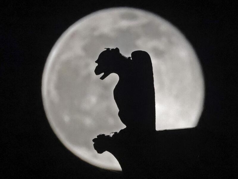 Full Moon in Notre-Dame cathedral, Paris