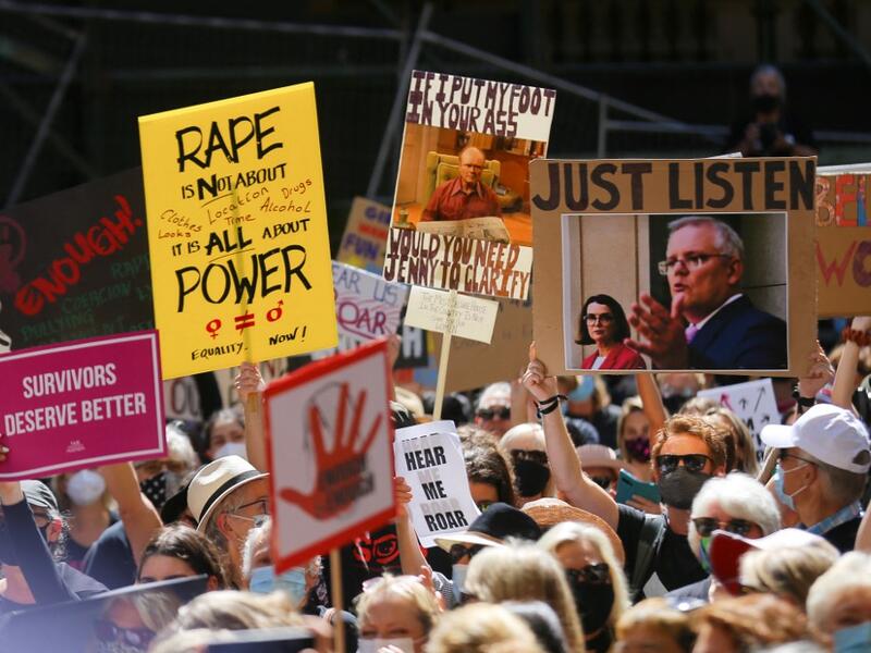 A rally against sexual violence and gender inequality in Australia