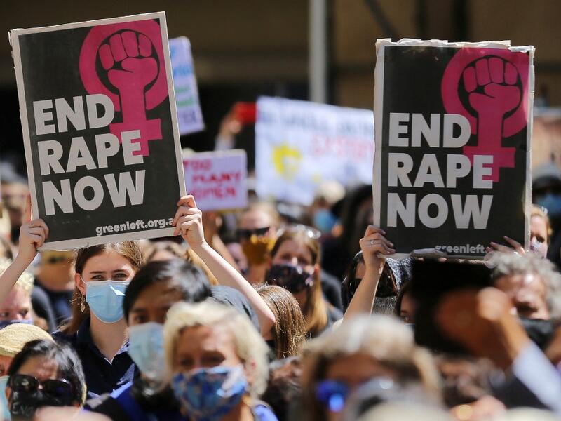 A rally against sexual violence and gender inequality in Australia