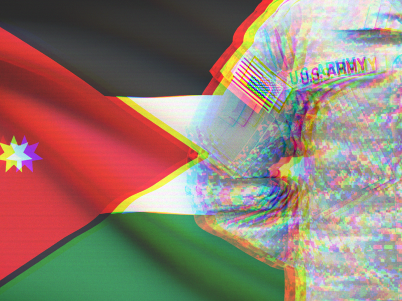 US solider and Jordanian flag