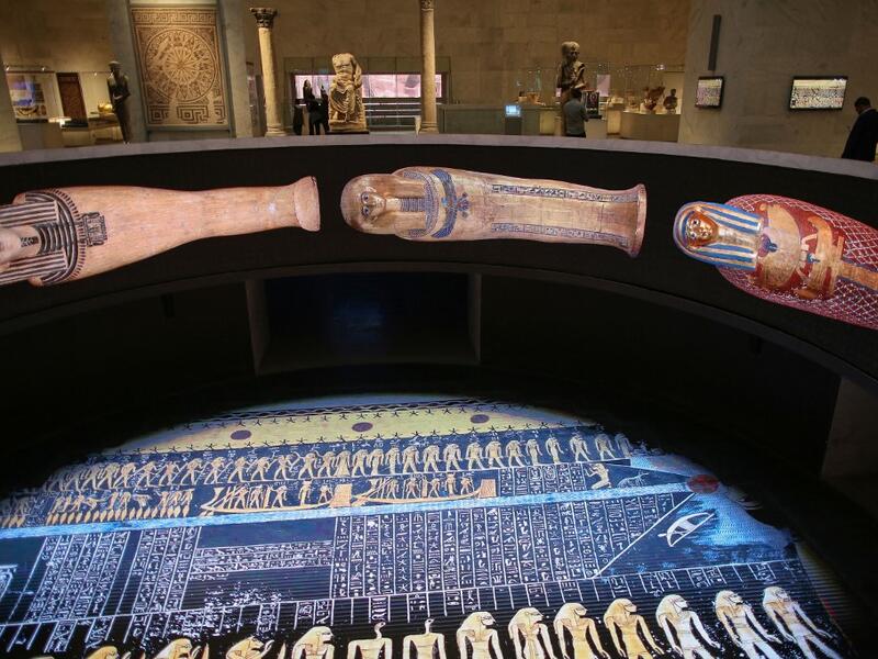 Visitors at Egypt's new National Museum of Egyptian Civilisation (NMEC)