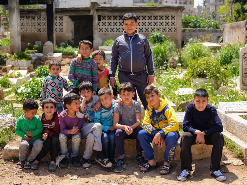 This picture shows children born in the Ghoraba (Strangers) cemetery, named after the neighbourhood where it is situated in Lebanon's northern port city of Tripoli