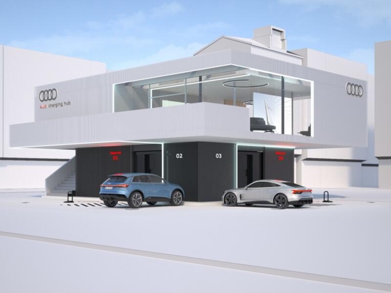 أودي تكشف عن تصميم مستقبلي لمحطات شحن السيارات الكهربائية