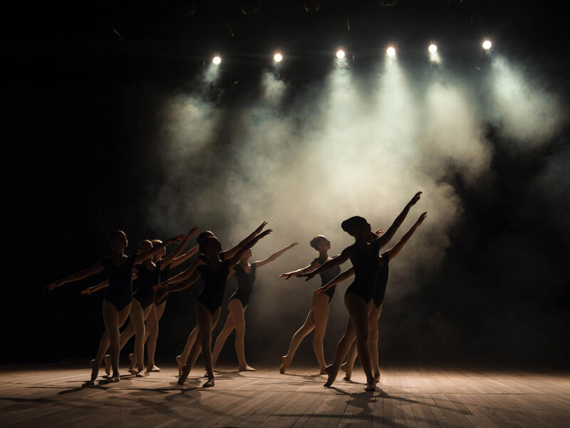 Ballet class on the stage 