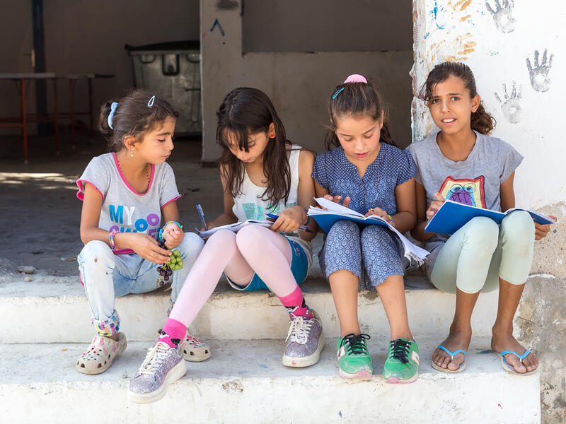Children in a refugee camp 