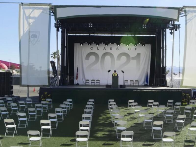 A graduation ceremony was held with no graduates, parents or even professors in Las Vegas.
