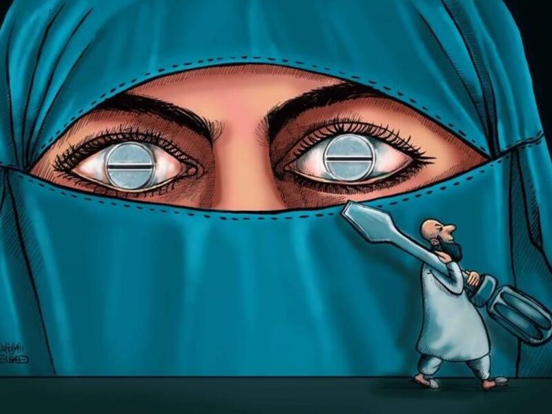 Blocked. Cartoon by Mansoure Dehghani 