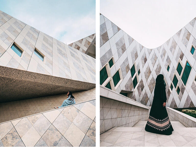 مركز الشيخ زايد التعليمي - حديقة حيوانات العين: توفر الهندسة المعمارية البسيطة لمركز الشيخ زايد التعليمي في حديقة حيوانات العين خلفية مذهلة للصور، خاصة عند التقاط الصور الشخصية. هناك شيء ملفت للنظر بشأن الطريقة التي يضرب بها الضوء النوافذ الهندسية والأسطح العاكسة الأخرى التي يمكن أن تلهمك لمواصلة التصوير.