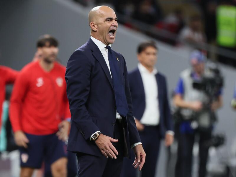 Belgium's Spanish coach #00 Roberto Martinez reacts during the Qatar 2022 World Cup Group F football match between Croatia and Belgium at the Ahmad Bin Ali Stadium in Al-Rayyan, west of Doha on December 1, 2022. (Photo by JACK GUEZ / AFP)