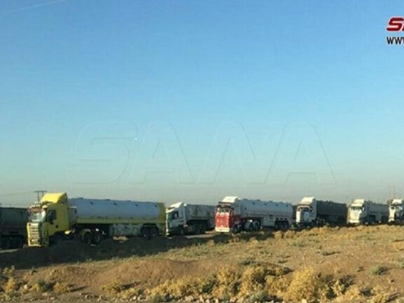 صورة نشرتها وكالة الأنباء السورية (سانا) لسرقة رتل من قبل القوات الأمريكية