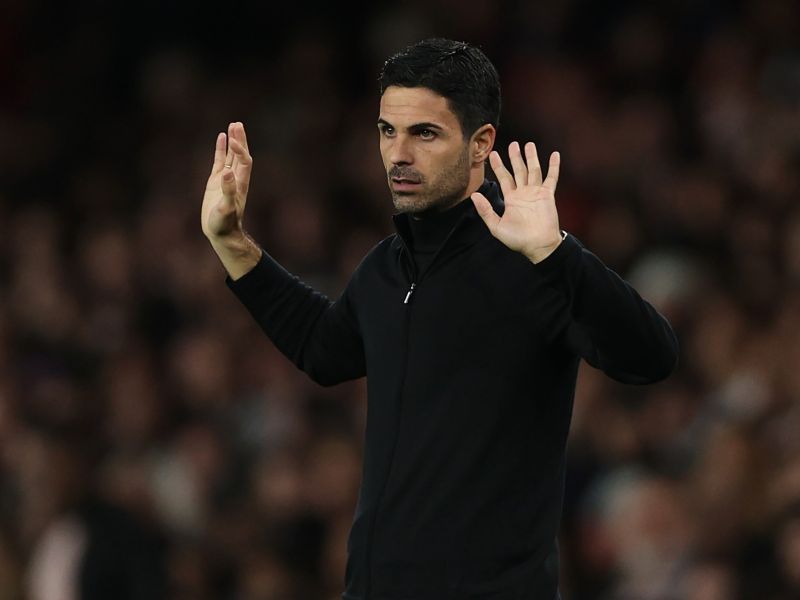 Arsenal's Spanish manager Mikel Arteta gestures on the touchline during the UEFA Europa League Group A football match between Arsenal and PSV Eindhoven at The Arsenal Stadium in London, on October 20, 2022. (Photo by ADRIAN DENNIS / AFP)