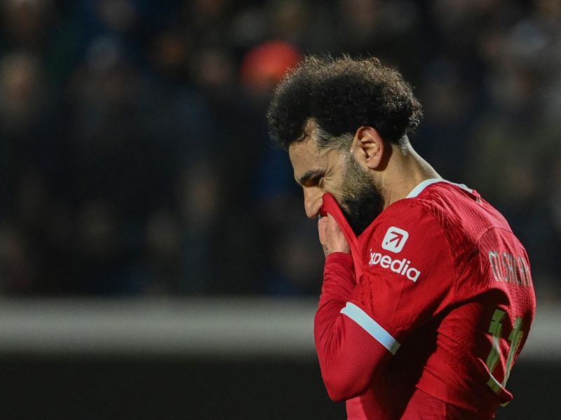 محمد صلاح يعجز عن التسجيل (Photo by Isabella BONOTTO / AFP)