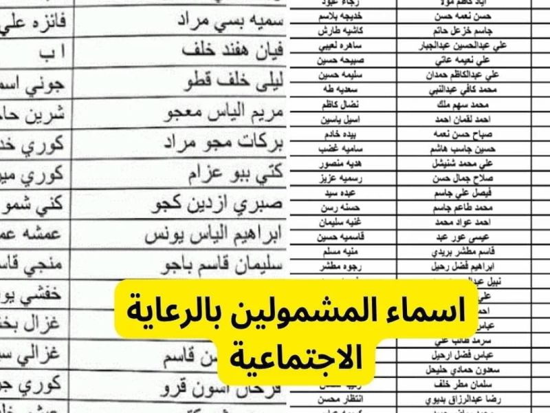  اسماء المشمولين بالرعاية الاجتماعية pdf في جميع محافظات العراق