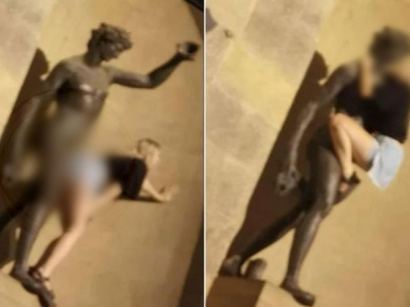 سائحة تثير الغضب في إيطاليا بتصرف فاضح مع تمثال تاريخي