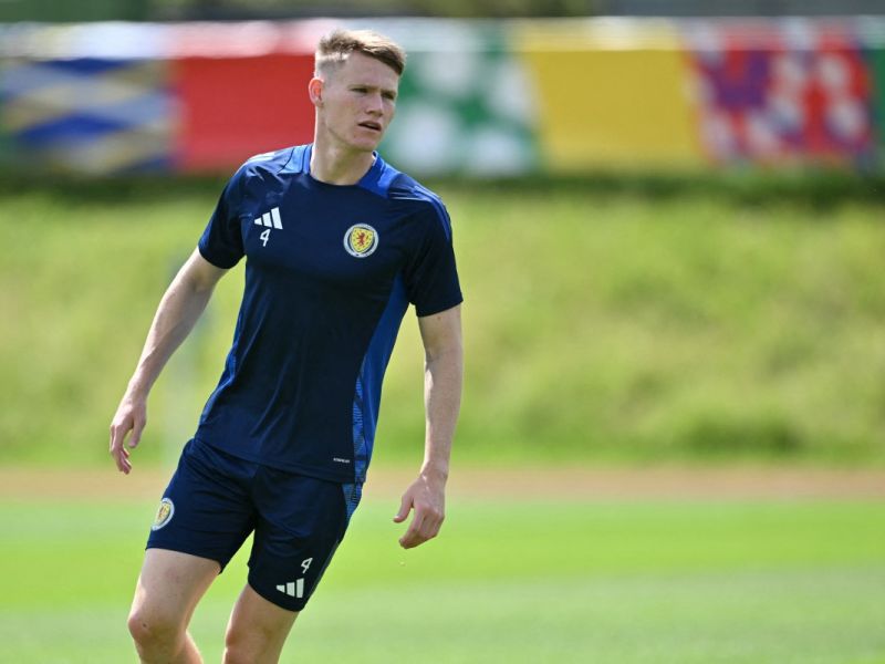 Scotland's midfielder #04 Scott McTominay attends a MD-1 training session on the eve of their UEFA Euro 2024 Group A football match against Hungary, at the team's base camp in Garmisch-Partenkirchen, on June 22, 2024. (Photo by MIGUEL MEDINA / AFP)