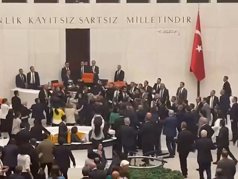 Watch: Fistfight at Turkish parliament's Can Atalay session