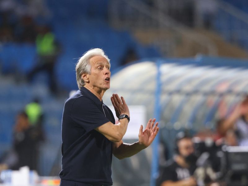Hilal's Portuguese coach Jorge Jesus gestures from the sideline during the Saudi Pro League football match between Al-Hilal and al-Riyadh at the Prince Faisal bin Fahd Sports City in Riyadh on September 14, 2024. (Photo by Fayez NURELDINE / AFP)