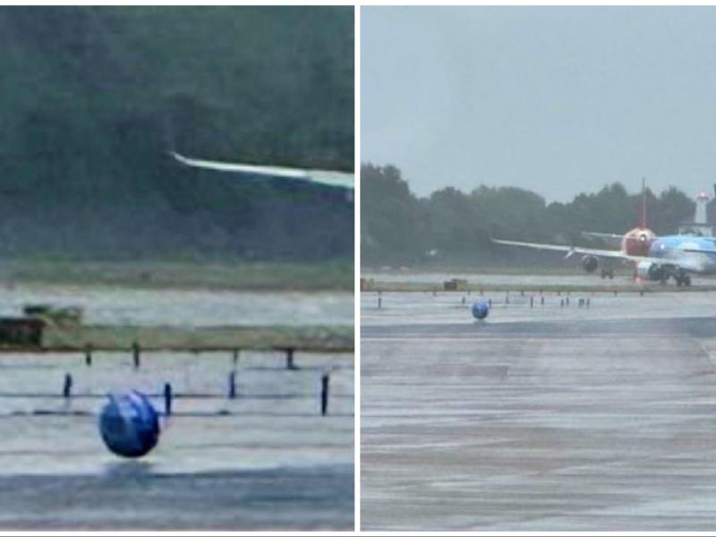 Spherical object spotted at Manchester airport