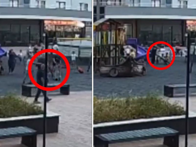 Turkish man attacks two kids.