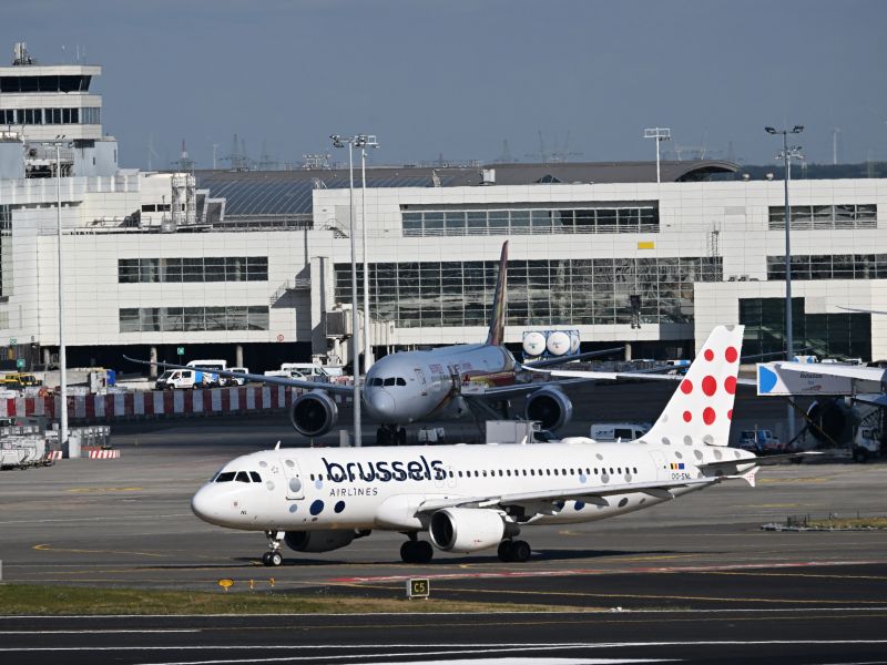 A Brussels Airlines aircraft is seen on the tarmac at Zaventem airport in Brussels