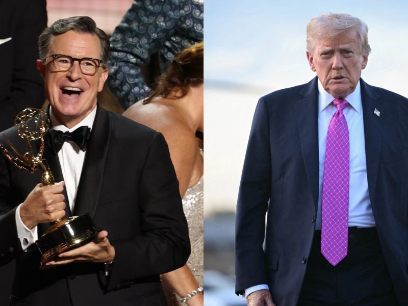 US comedian writer Stephen Colbert US President Donald Trump
